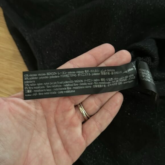 Zara Knit Womens Black Glitter Sweater Bodysuit Medium Cozy Comfy Trendy VNeck - Picture 6 of 6